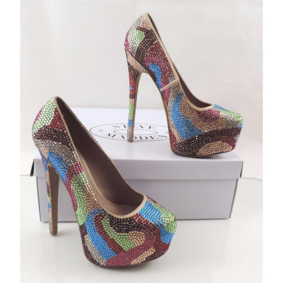 Women's Steve Madden Dyvinal Stiletto Heel Rhinestone Pumps Bright Multi Size 6 - Picture 8 of 10